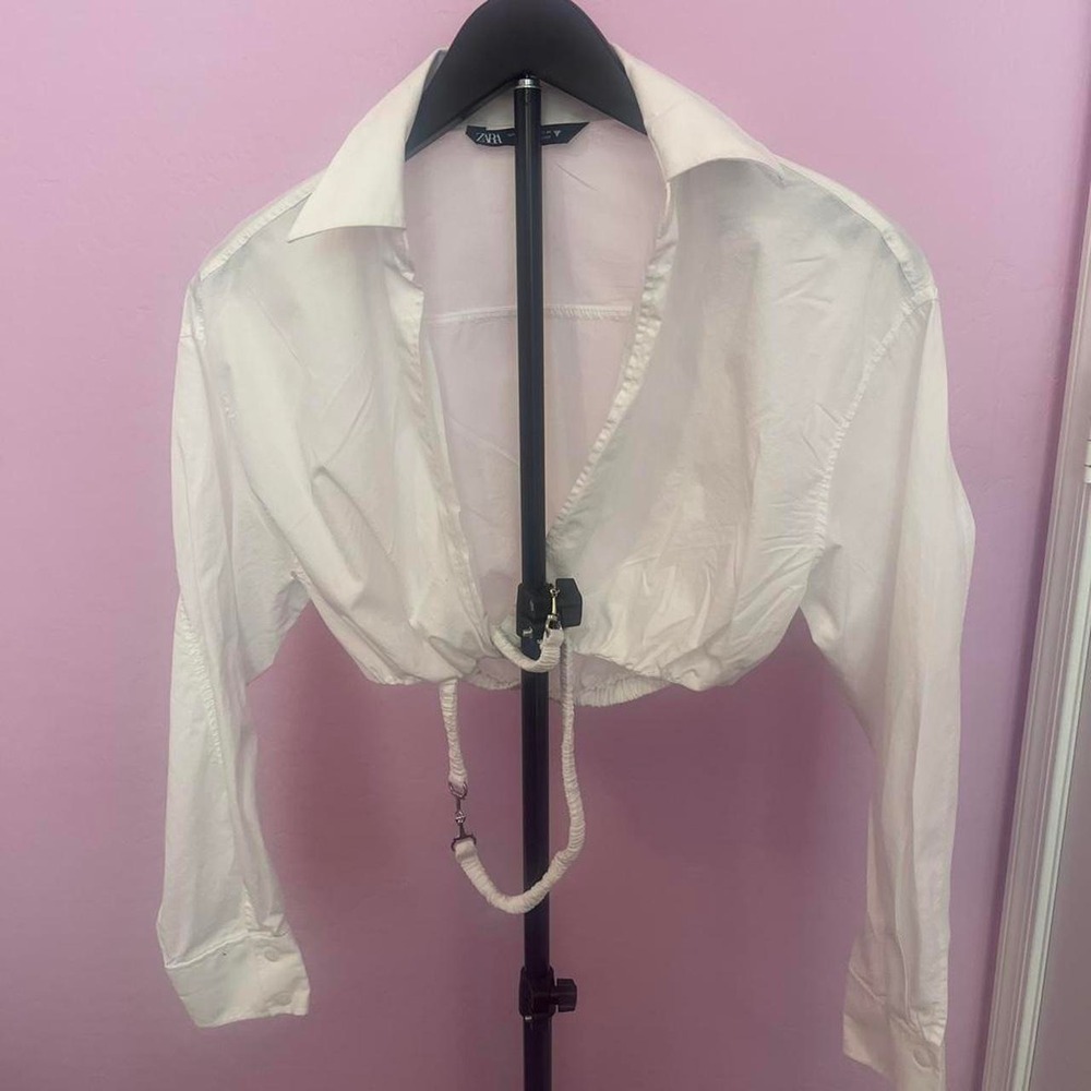 Zara White cropped shirt